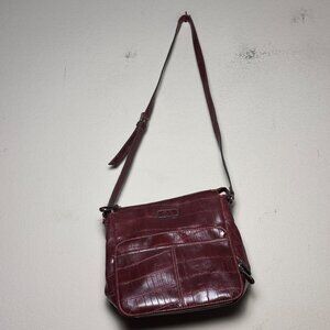 Relic Womens Reptile Purse Faux Croc Print Leather Bag Red Shoulder Y2K Maroon